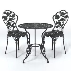 Aplusliving-3 Piece Bistro Set Cast Aluminium Black