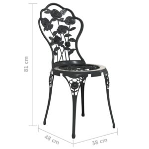 Aplusliving-3 Piece Bistro Set Cast Aluminium Black