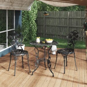 Aplusliving-3 Piece Bistro Set Cast Aluminium Black