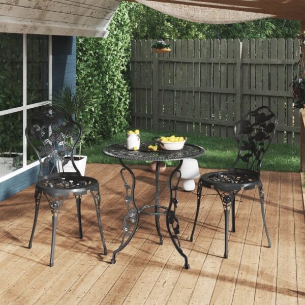 Aplusliving-3 Piece Bistro Set Cast Aluminium Black