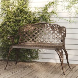 Aplusliving-Garden Bench 108 cm Cast Aluminium Bronze