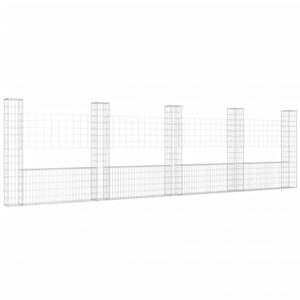 Aplusliving-U-shape Gabion Basket with 5 Posts Iron 500x20x150 cm
