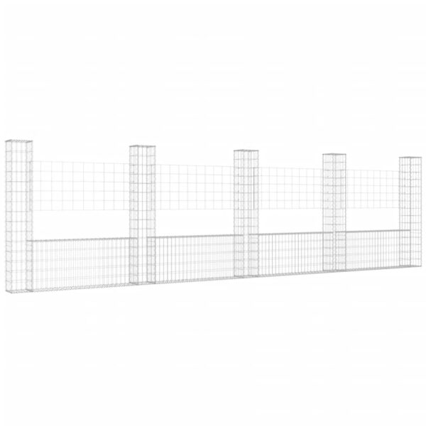 Aplusliving-U-shape Gabion Basket with 5 Posts Iron 500x20x150 cm