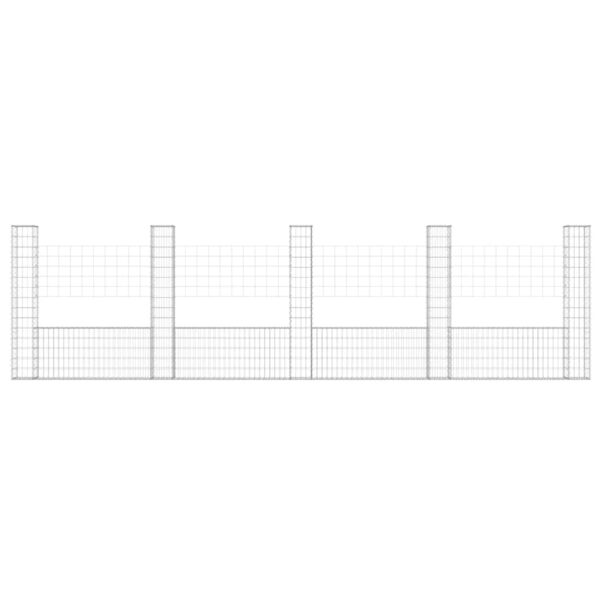 Aplusliving-U-shape Gabion Basket with 5 Posts Iron 500x20x150 cm