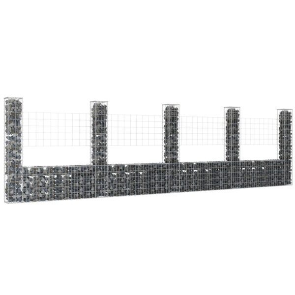 Aplusliving-U-shape Gabion Basket with 5 Posts Iron 500x20x150 cm