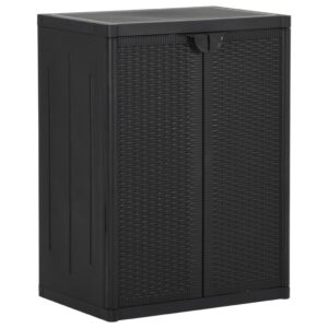 Aplusliving-Garden Storage Cabinet Black 65x45x88 cm PP Rattan