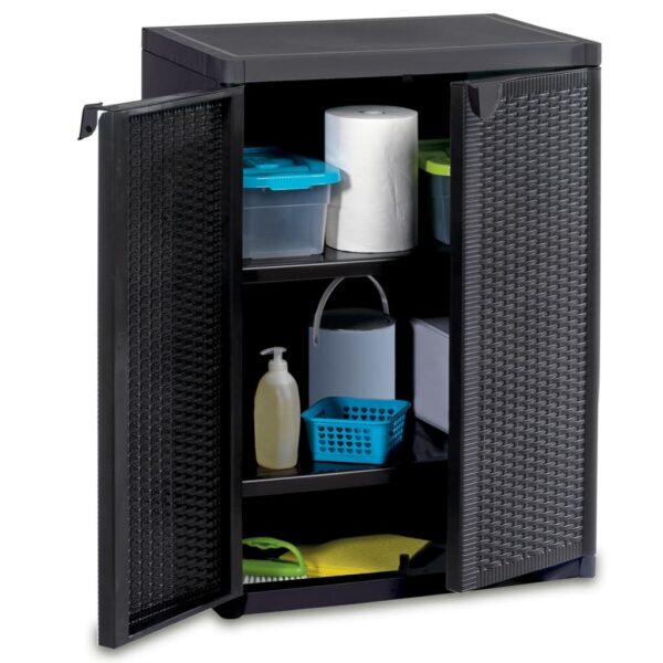 Aplusliving-Garden Storage Cabinet Black 65x45x88 cm PP Rattan
