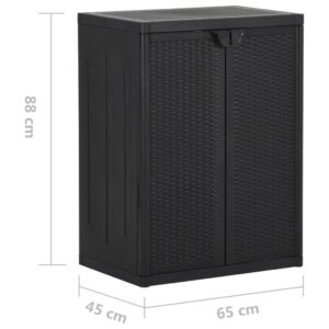 Aplusliving-Garden Storage Cabinet Black 65x45x88 cm PP Rattan