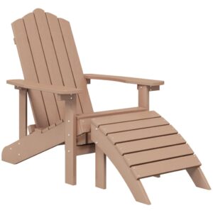 Aplusliving-Garden Adirondack Chair with Footstool HDPE Brown