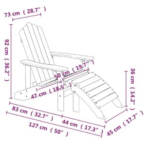 Aplusliving-Garden Adirondack Chair with Footstool HDPE Brown