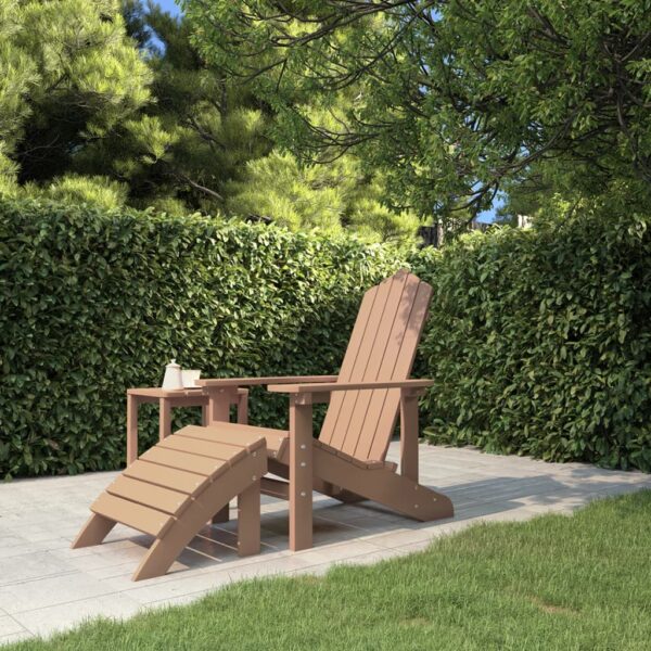 Aplusliving-Garden Adirondack Chair with Footstool HDPE Brown