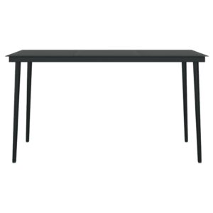 Aplusliving-Garden Dining Table Black 140x70x74 cm Steel and Glass