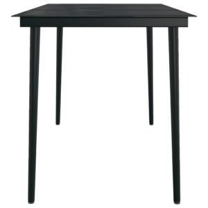 Aplusliving-Garden Dining Table Black 140x70x74 cm Steel and Glass