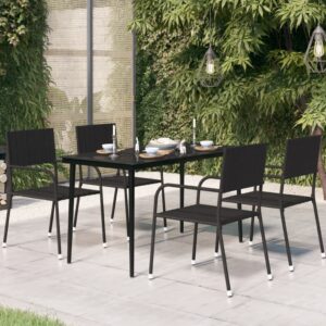 Aplusliving-Garden Dining Table Black 140x70x74 cm Steel and Glass