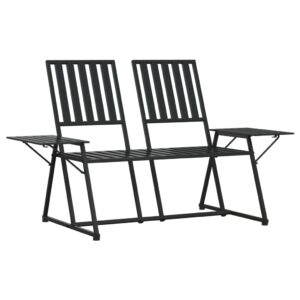 Aplusliving-2-Seater Garden Bench 165 cm Black Steel