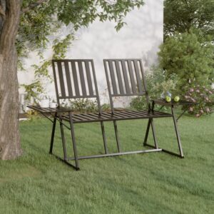 Aplusliving-2-Seater Garden Bench 165 cm Black Steel