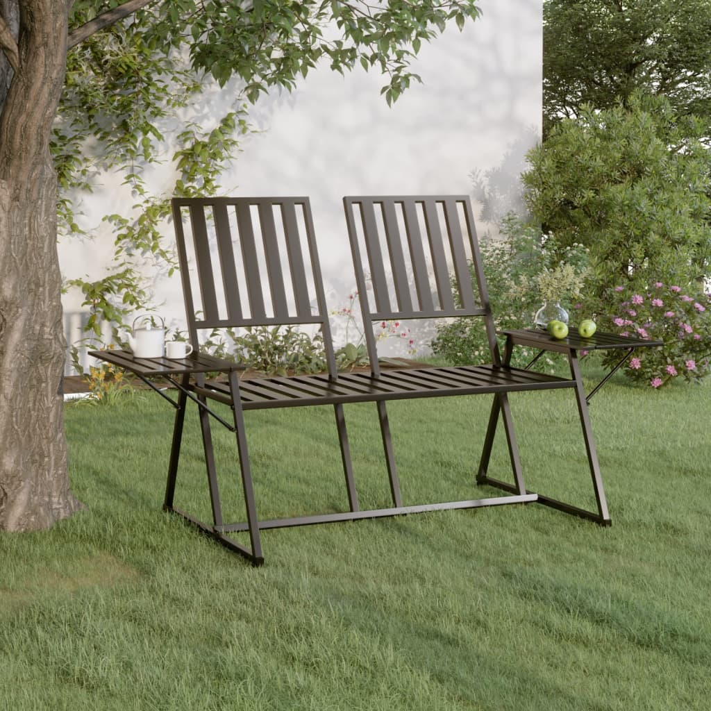 Aplusliving-2-Seater Garden Bench 165 cm Black Steel