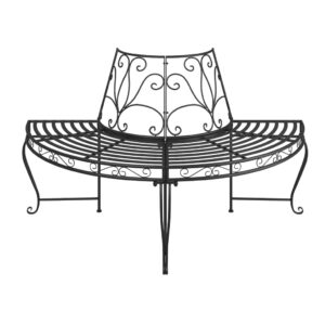 Aplusliving-Half Round Tree Bench Ø160 cm Black Steel