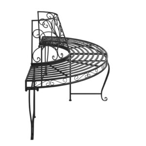 Aplusliving-Half Round Tree Bench Ø160 cm Black Steel