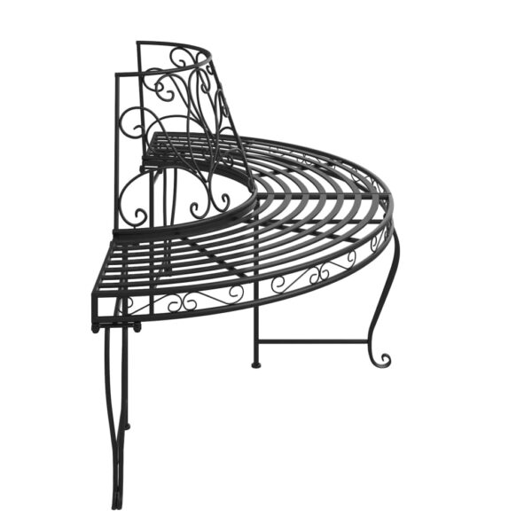 Aplusliving-Half Round Tree Bench Ø160 cm Black Steel