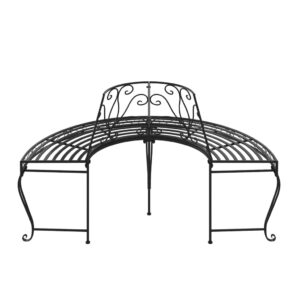 Aplusliving-Half Round Tree Bench Ø160 cm Black Steel