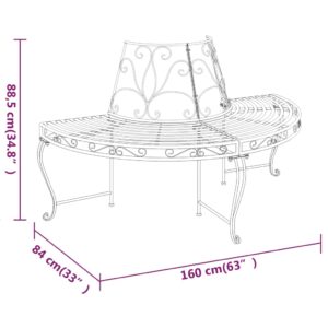 Aplusliving-Half Round Tree Bench Ø160 cm Black Steel
