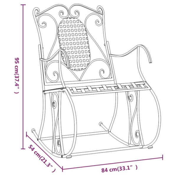 Aplusliving-Rocking Bench 84 cm Black Steel