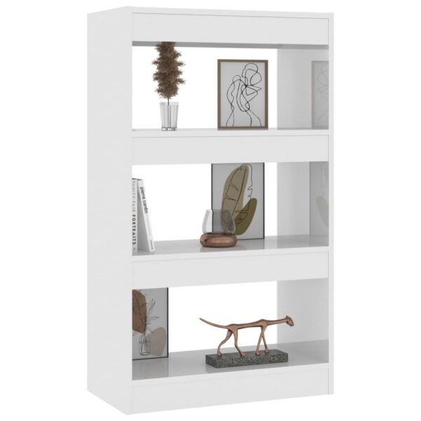 Aplusliving-Book Cabinet/Room Divider High Gloss White 60x30x103 cm Engineered Wood