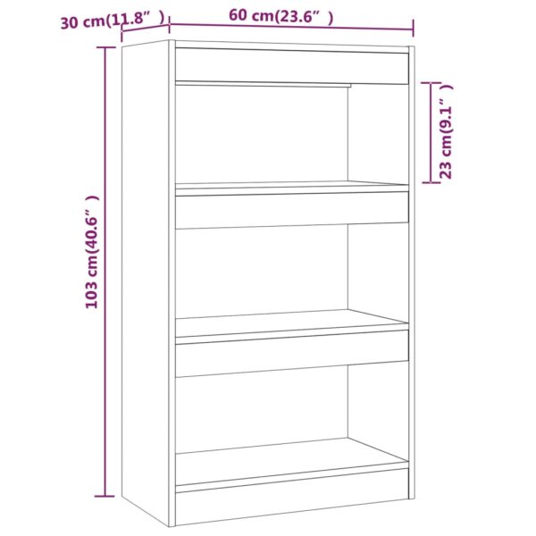 Aplusliving-Book Cabinet/Room Divider High Gloss White 60x30x103 cm Engineered Wood