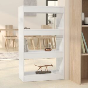 Aplusliving-Book Cabinet/Room Divider High Gloss White 60x30x103 cm Engineered Wood
