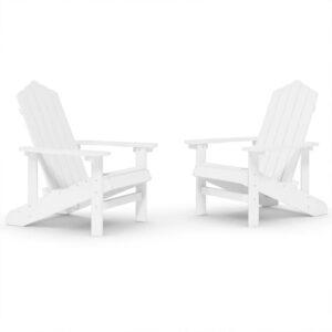 Aplusliving-Garden Adirondack Chairs 2 pcs HDPE White