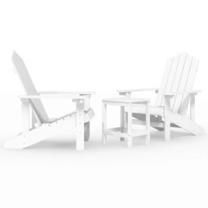 Aplusliving-Garden Adirondack Chairs with Table HDPE White