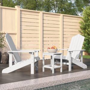 Aplusliving-Garden Adirondack Chairs with Table HDPE White