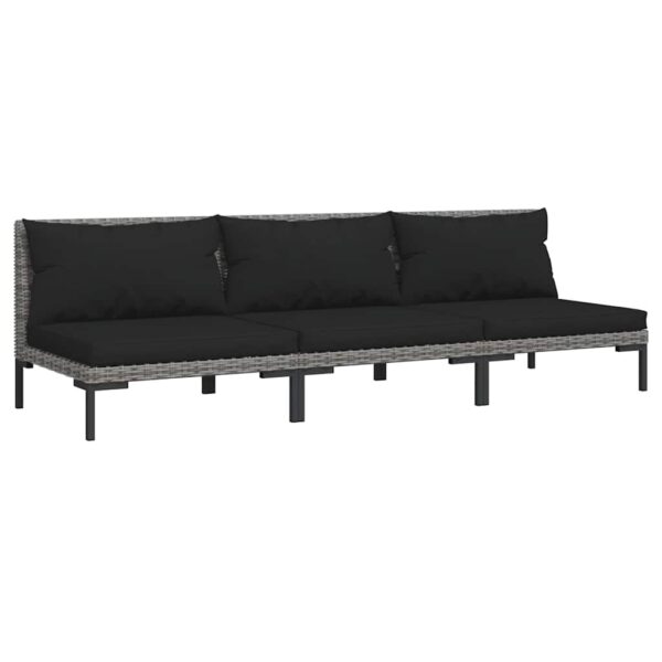 Aplusliving-Garden Sofas 3pcs with Cushions Half Round Poly Rattan
