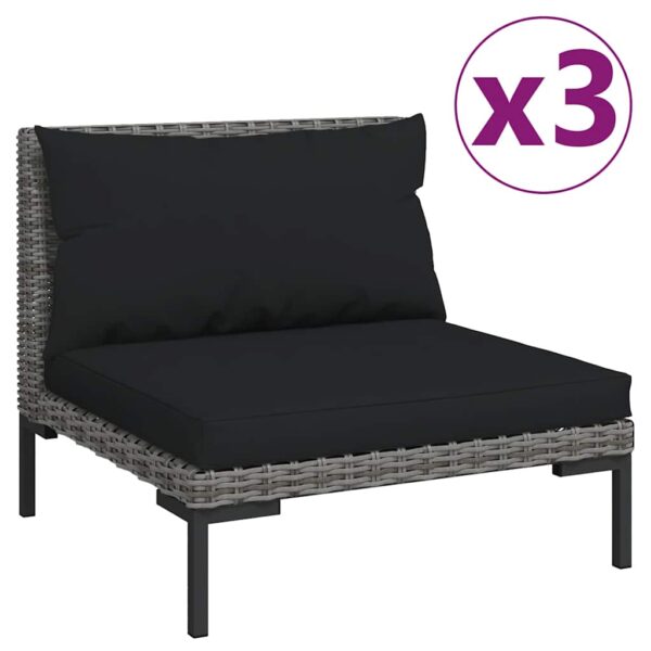 Aplusliving-Garden Sofas 3pcs with Cushions Half Round Poly Rattan