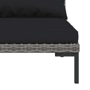 Aplusliving-Garden Sofas 3pcs with Cushions Half Round Poly Rattan
