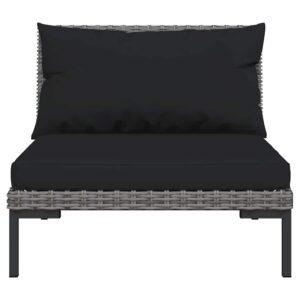 Aplusliving-Garden Sofas 3pcs with Cushions Half Round Poly Rattan