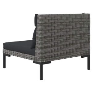 Aplusliving-Garden Sofas 3pcs with Cushions Half Round Poly Rattan
