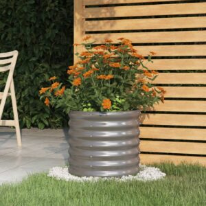 Aplusliving-Garden Planter Powder-coated Steel 40x40x36 cm Grey