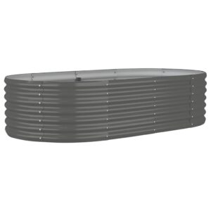 Aplusliving-Garden Raised Bed Powder-Coated Steel 152x80x36 cm Grey