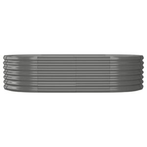 Aplusliving-Garden Raised Bed Powder-Coated Steel 152x80x36 cm Grey