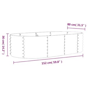 Aplusliving-Garden Raised Bed Powder-Coated Steel 152x80x36 cm Grey