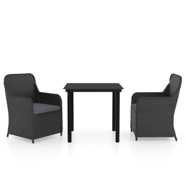 Aplusliving-3 Piece Garden Dining Set with Cushions Black