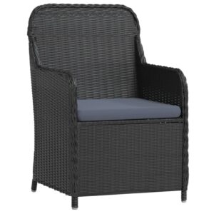 Aplusliving-3 Piece Garden Dining Set with Cushions Black