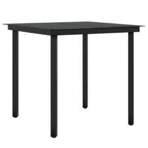 Aplusliving-3 Piece Garden Dining Set with Cushions Black