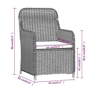 Aplusliving-3 Piece Garden Dining Set with Cushions Black