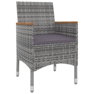 Aplusliving-3 Piece Garden Dining Set with Cushions Poly Rattan and Glass