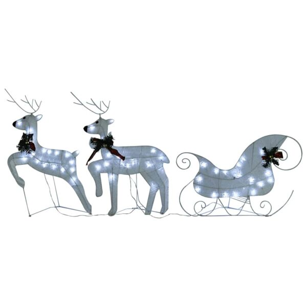 Aplusliving-Reindeer & Sleigh Christmas Decoration 60 LEDs Outdoor White