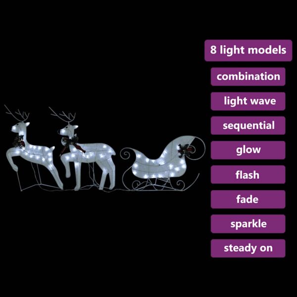 Aplusliving-Reindeer & Sleigh Christmas Decoration 60 LEDs Outdoor White