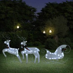 Aplusliving-Reindeer & Sleigh Christmas Decoration 60 LEDs Outdoor White